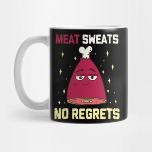 Meat Sweats No Regrets Funny Grilling Meat BBQ Ham Steak Mug